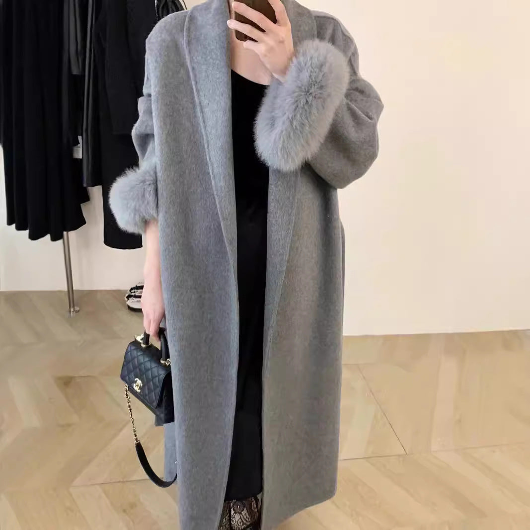 Women's Long Lapel Reversible Cashmere Coat