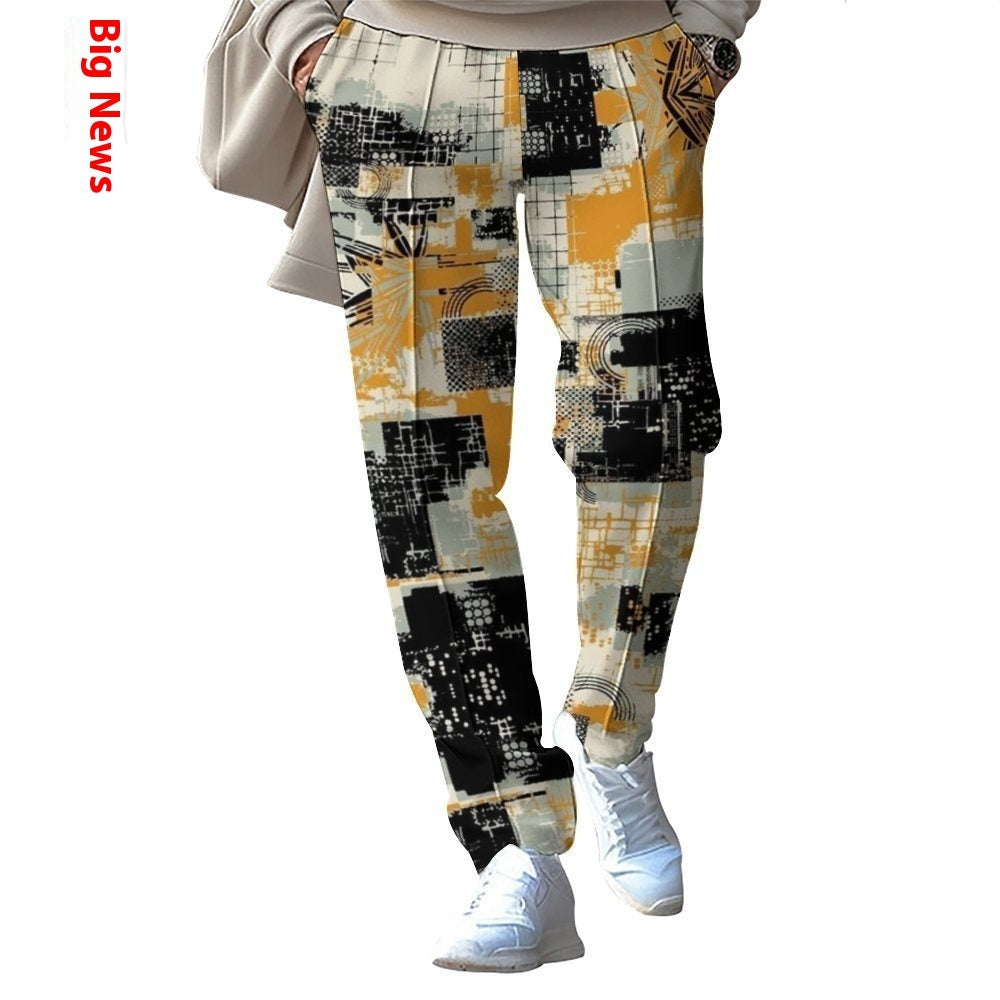 Men's Fashion Casual Patchwork Printed Trousers