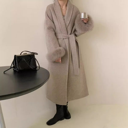 Women's Long Lapel Reversible Cashmere Coat