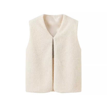 Women's Loose Lamb Wool Round Neck Vest