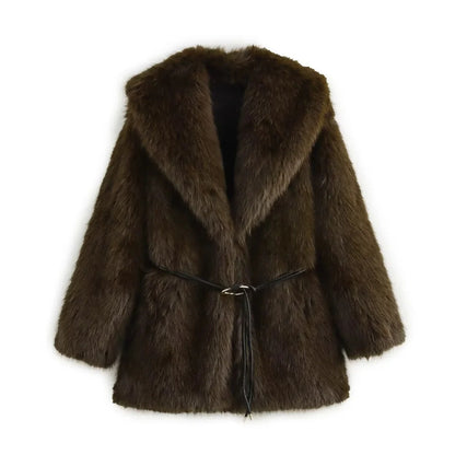 Women's Street Fashion Faux Fur Warm Coat