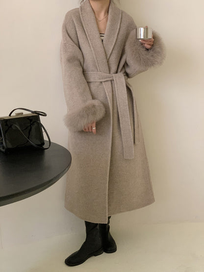 Women's Long Lapel Reversible Cashmere Coat