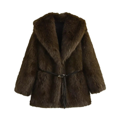 Women's Street Fashion Faux Fur Warm Coat