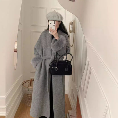 Women's Long Lapel Reversible Cashmere Coat