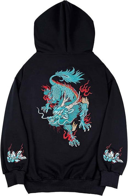 Sweater Men's Dragon Printed Heavy Pattern Hoodie