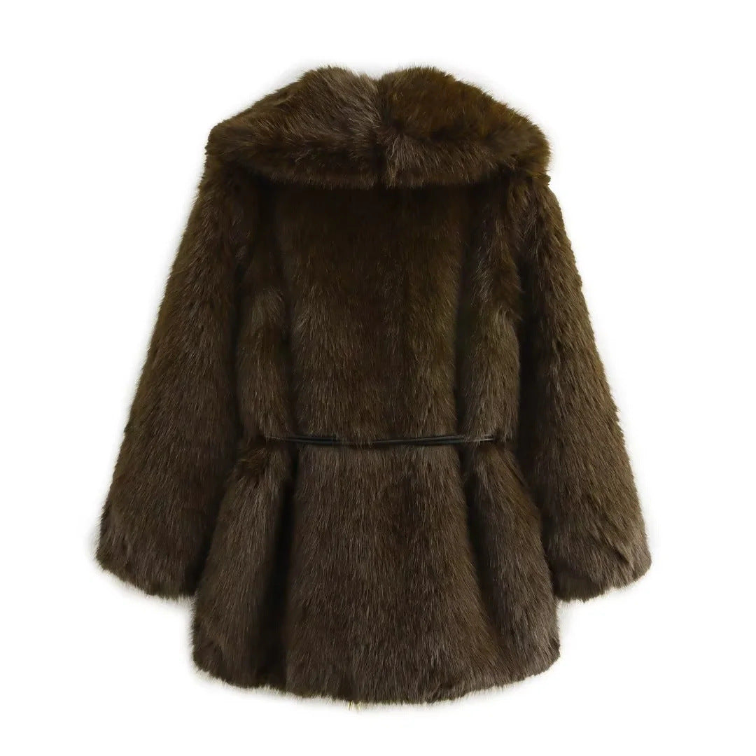 Women's Street Fashion Faux Fur Warm Coat